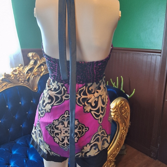 Burned velvet applique club top beads halter - Picture 4 of 12